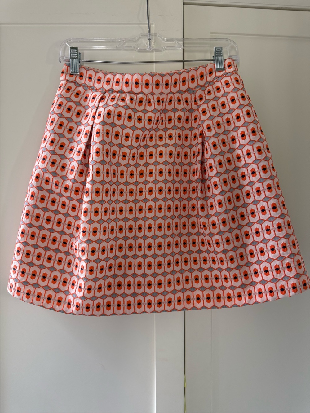 J Crew Geometric Pink & Orange A-Line Skirt